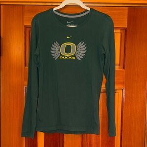 University of Oregon Nike Dark Green Long Sleeve with Winged Logo